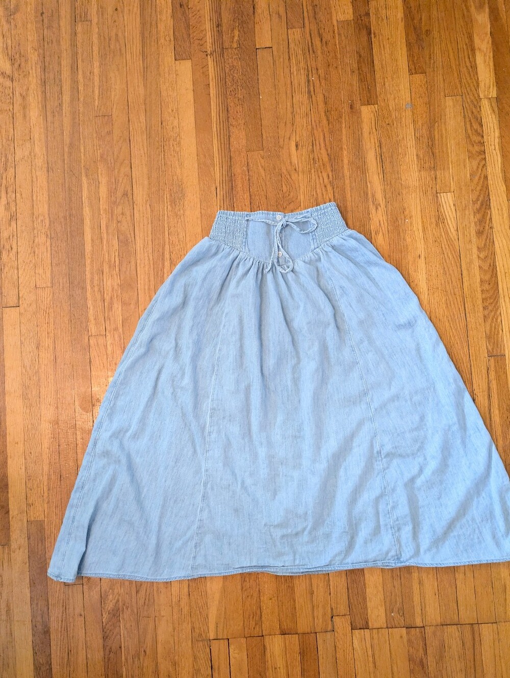 Aerie Chambray Smocked Waist Maxi Skirt size small